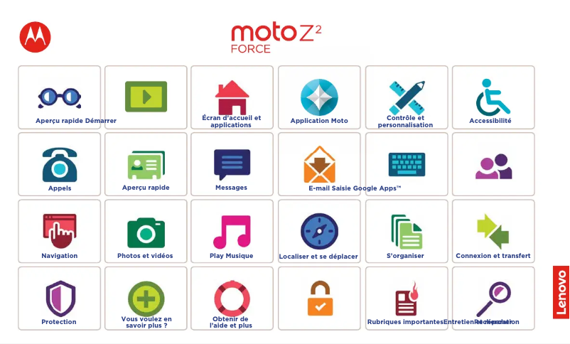 First page image of the manual for Moto Z2 Force