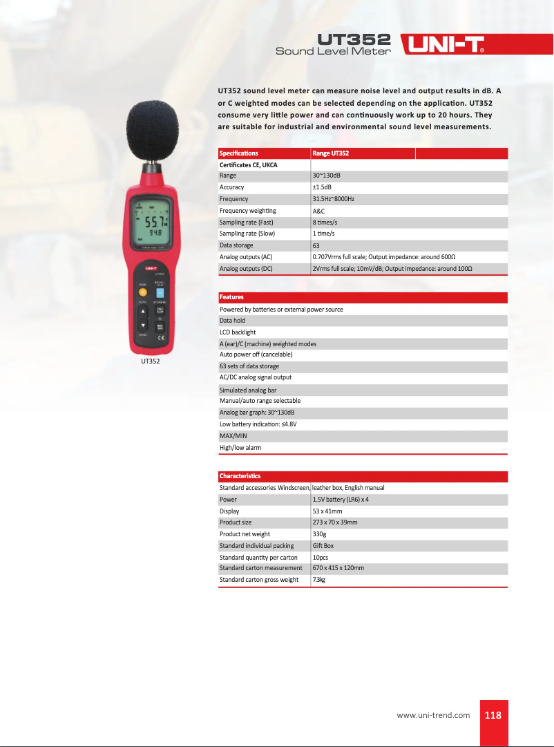 Image de la première page du manuel de l'appareil UT352