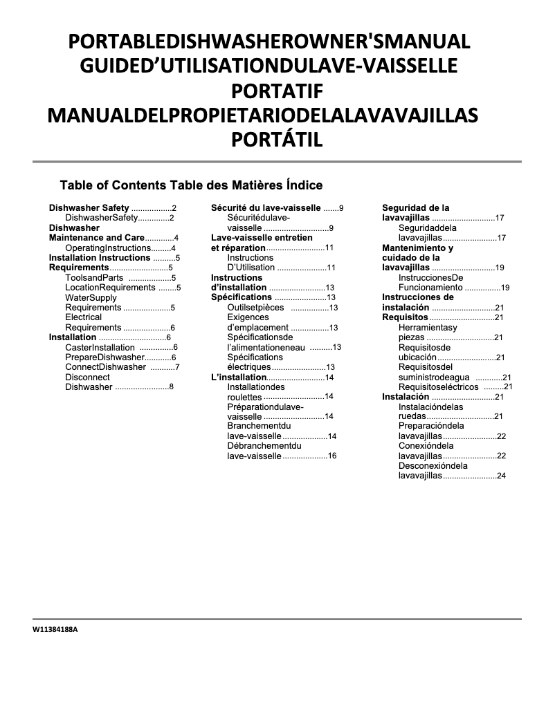Page 1 of the manual Instruction Manual Whirlpool WDP370PAHB