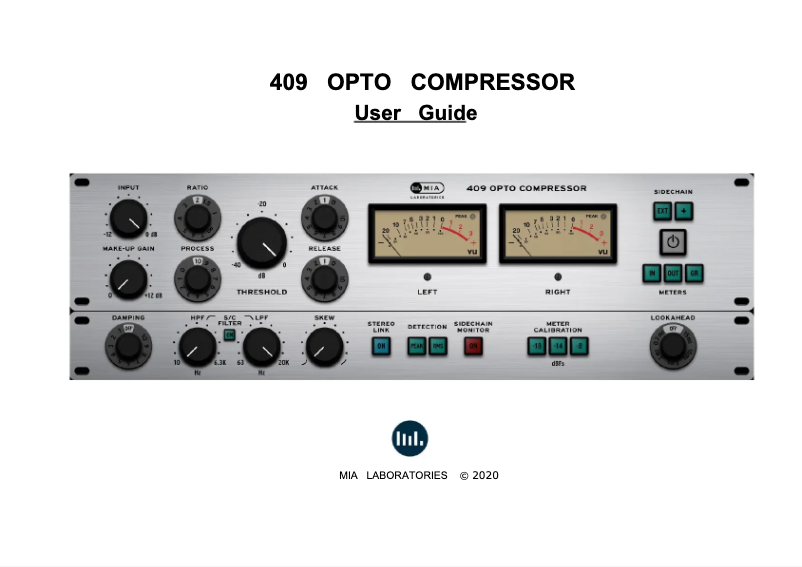 First page image of the manual for 409 Opto Compressor