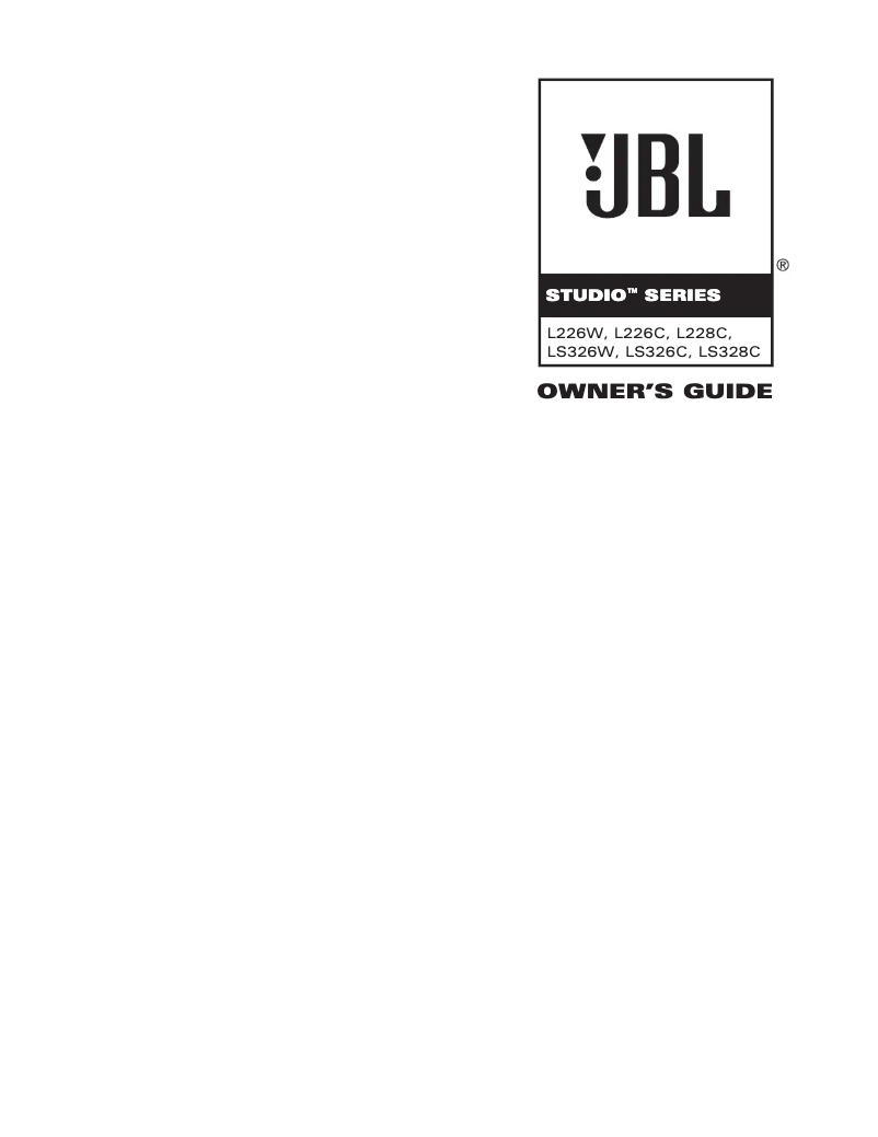 Page 1 of the manual User Manual JBL Studio L226C