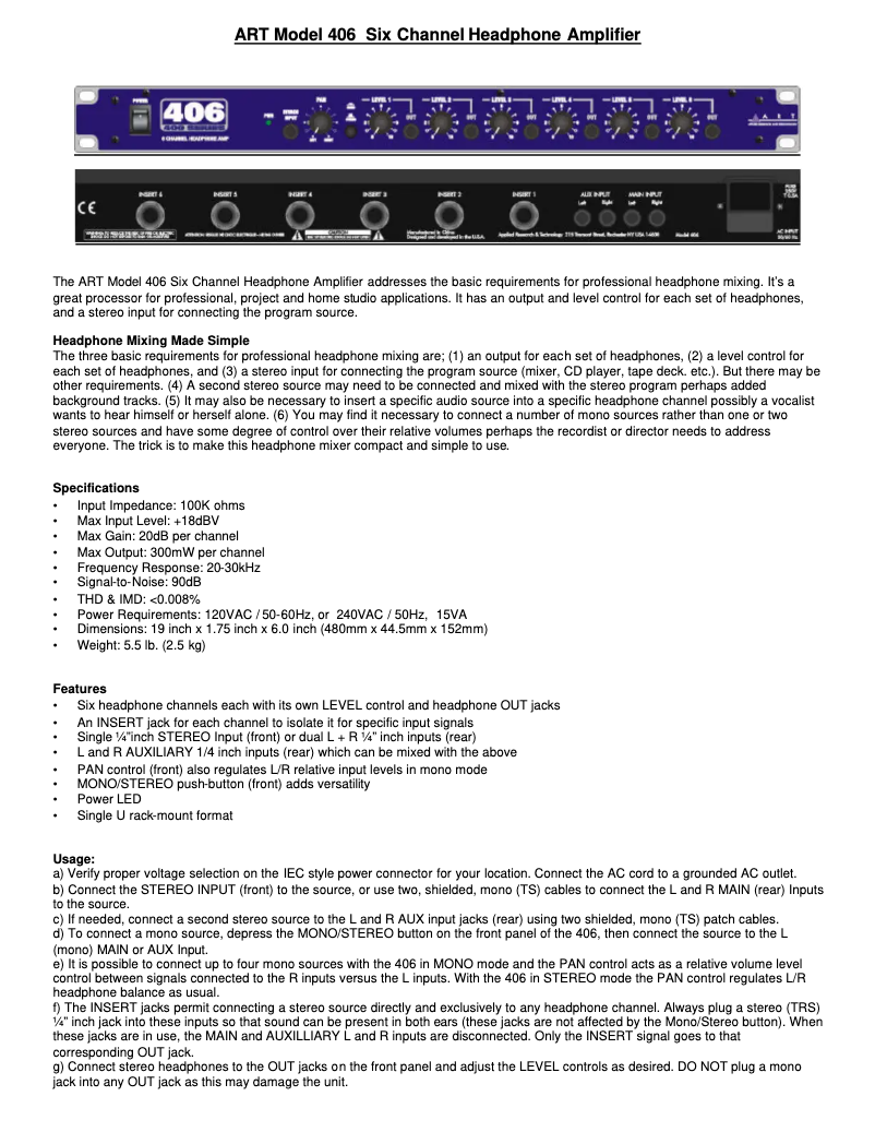 First page image of the manual for 406