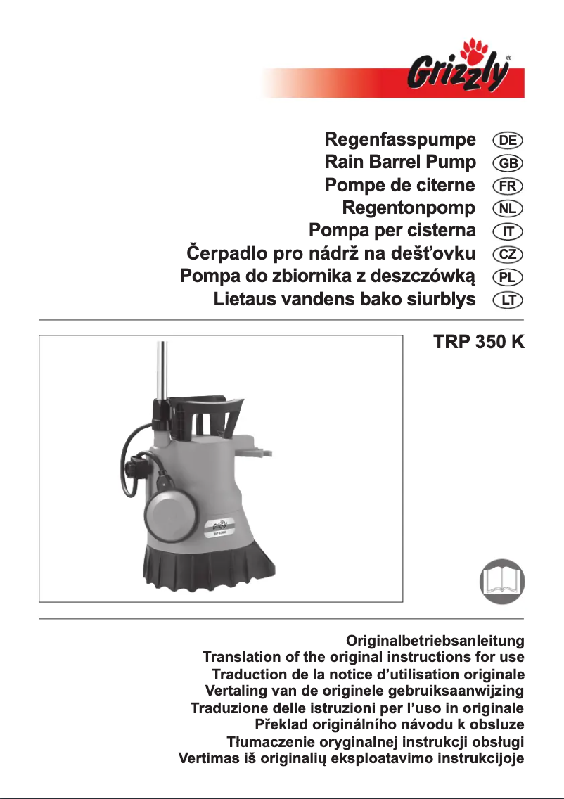 First page image of the manual for TRP 350 K