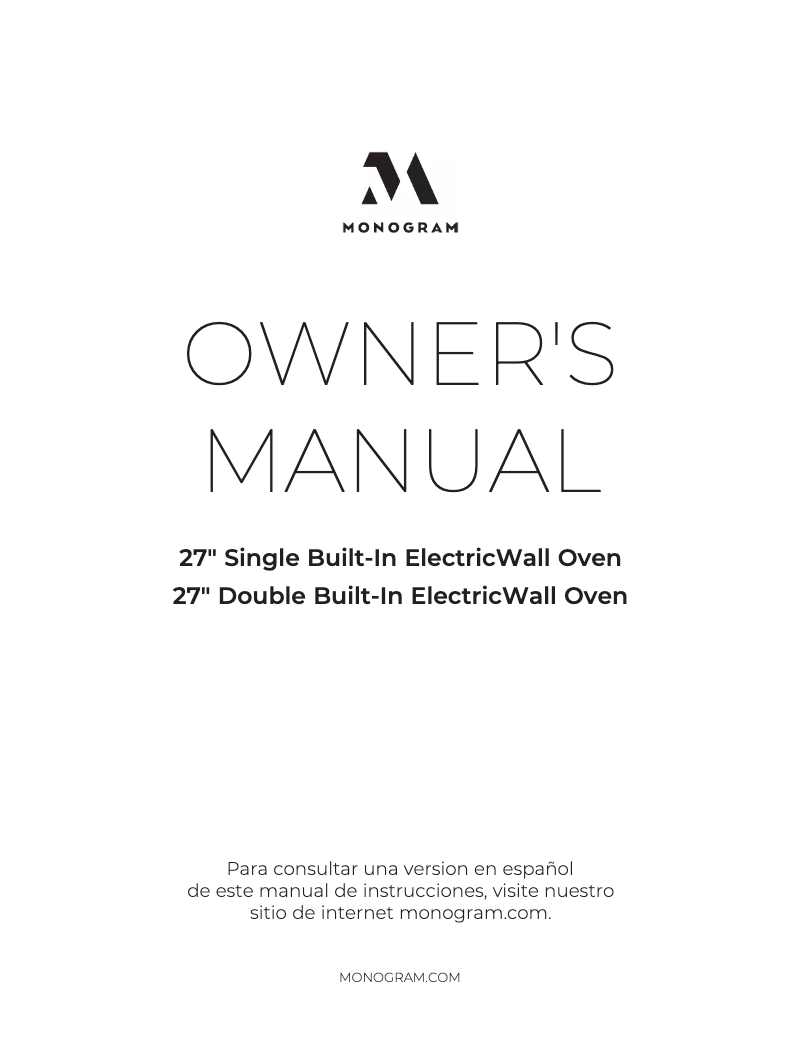 Page 1 of the manual User Manual Monogram ZKD90DSSN