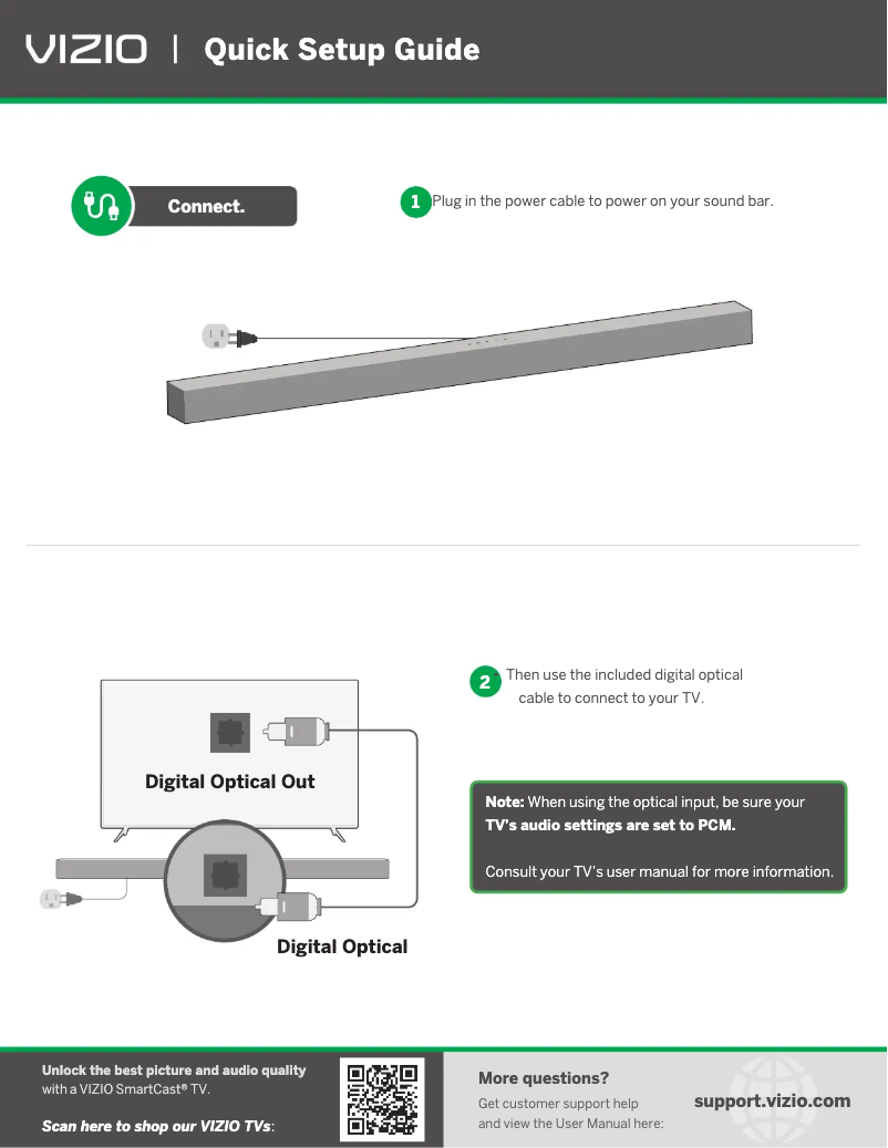 Page 1 of the manual Quick Start Guide VIZIO SB3620n-H6