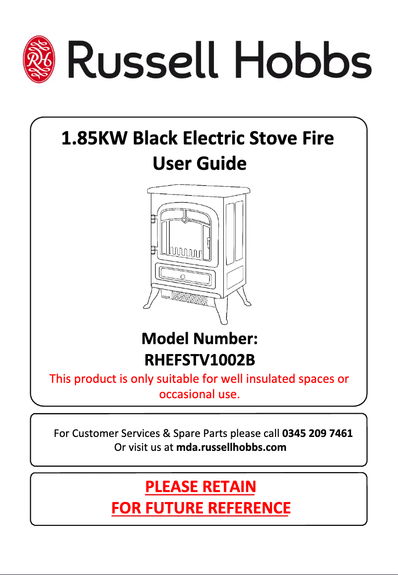 Page 1 de la notice Manuel utilisateur Russell Hobbs RHEFSTV1002B