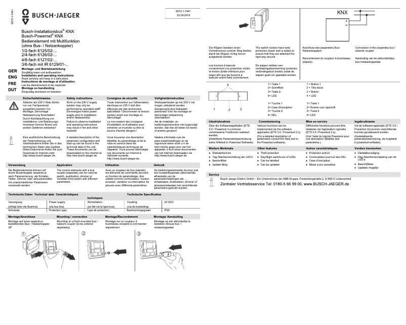 Page 1 de la notice Manuel utilisateur Busch-Jaeger 6126/02-84