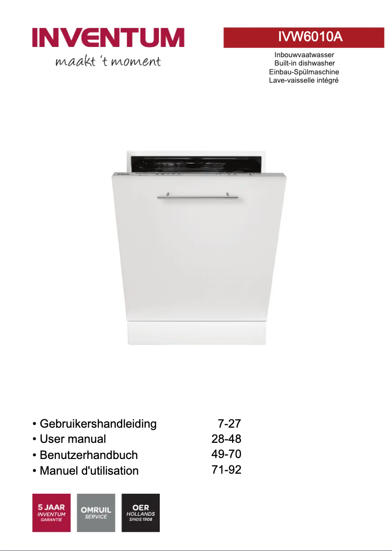 First page image of the manual for IVW6010A