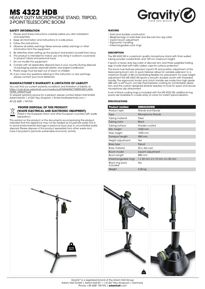 First page image of the manual for MS 4322 HDB