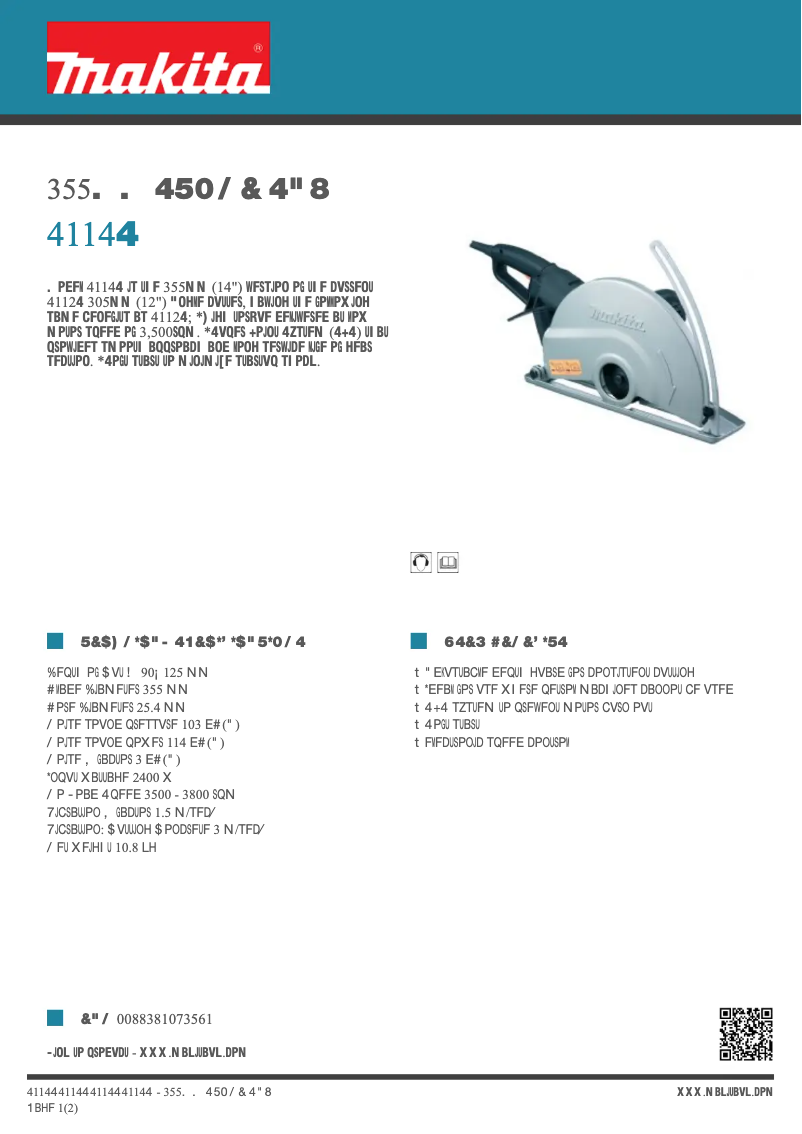 Page 1 of the manual Technical Sheet Makita 4114S