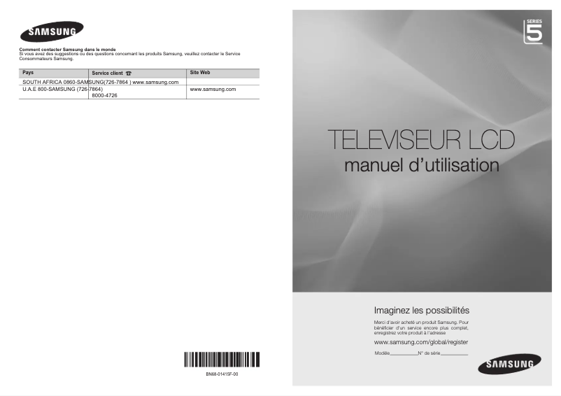 First page image of the manual for LA40A550P1R