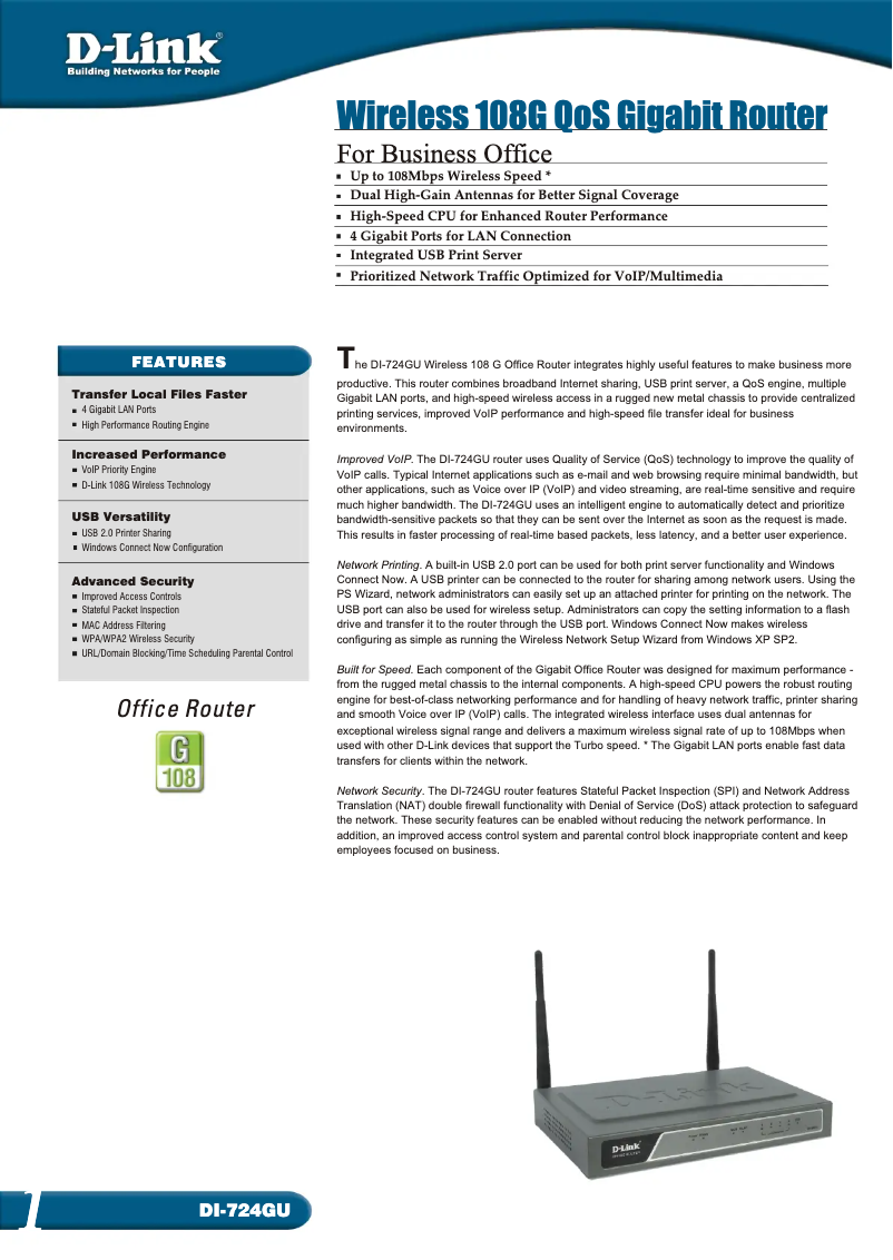 First page image of the manual for DI-724GU