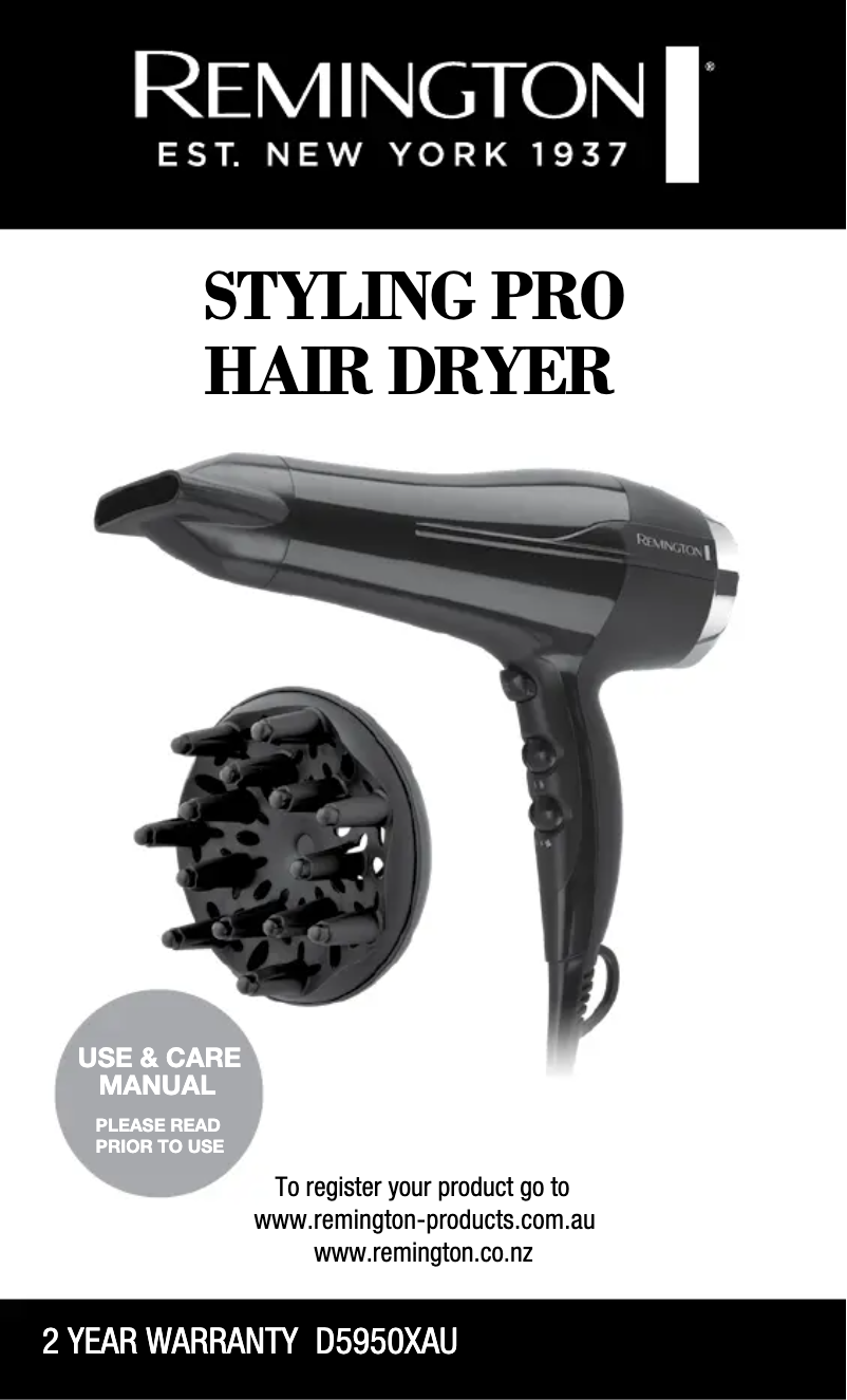 Page 1 de la notice Manuel utilisateur Remington Styling Pro D5950XAU