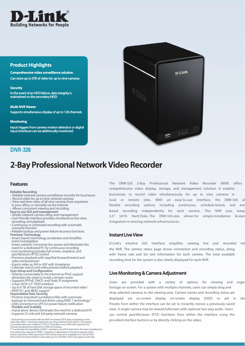 First page image of the manual for DNR-326