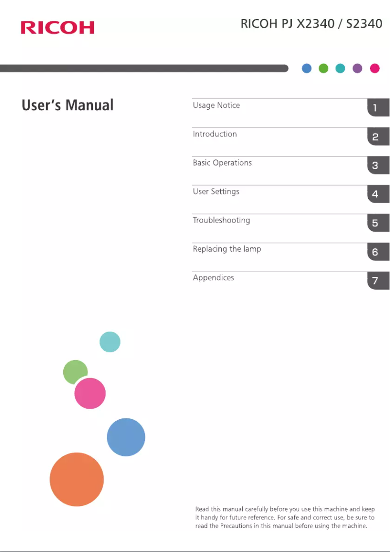 Page 1 of the manual User Manual Ricoh 432117