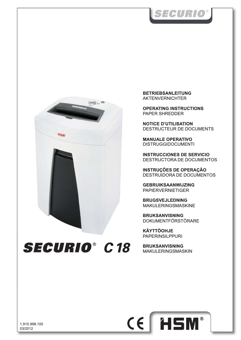 First page image of the manual for Securio C18