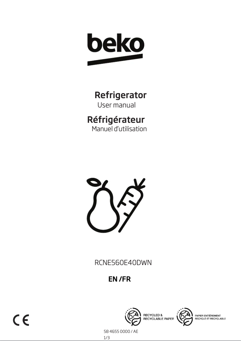 Page 1 of the manual User Manual Beko RCNE560E40DWN