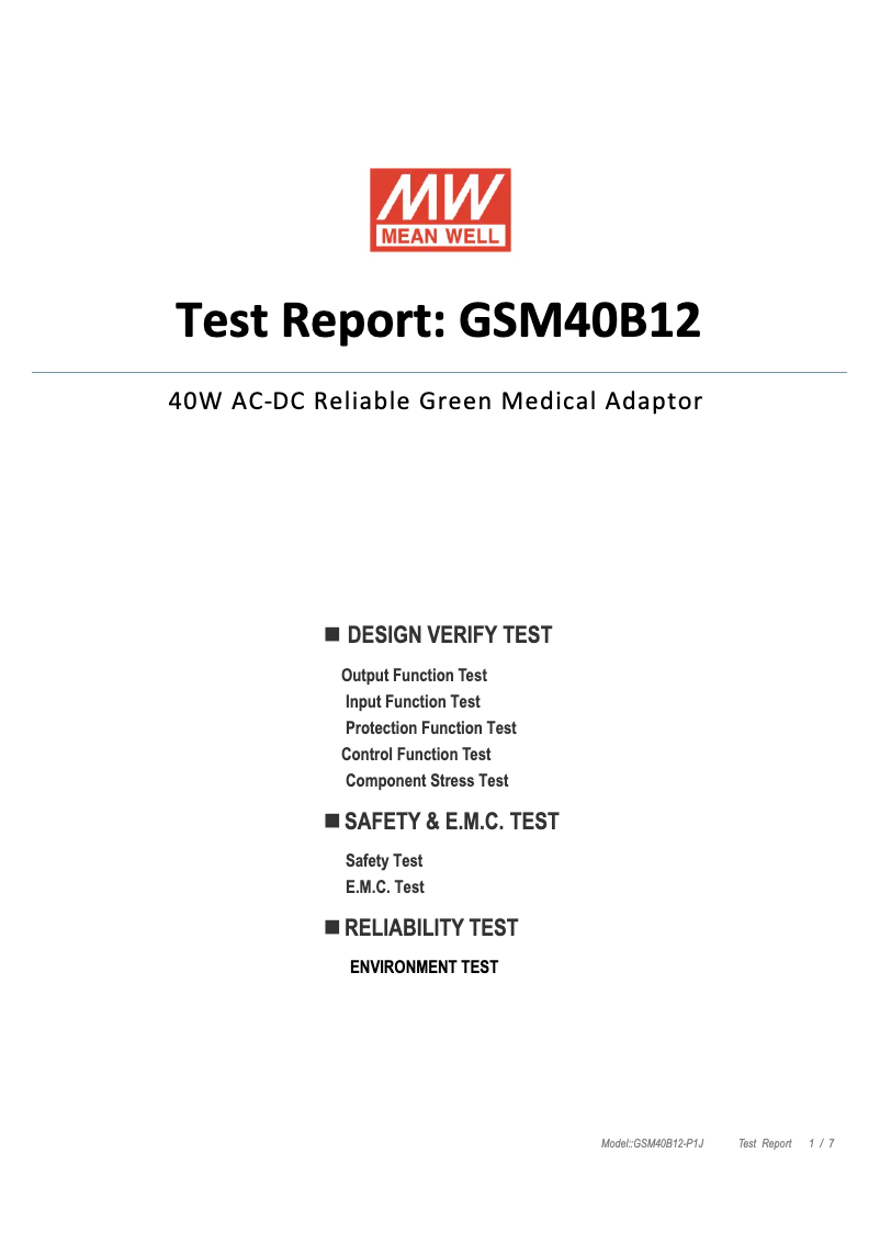 First page image of the manual for GSM40B12-P1J