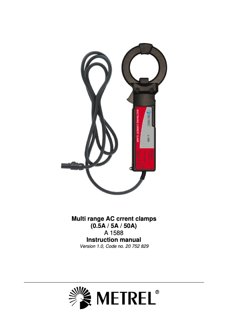 Page 1 of the manual User Manual Metrel A 1588
