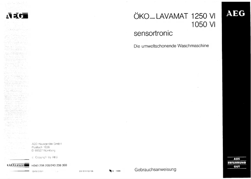 First page image of the manual for Lavamat 1250 VI