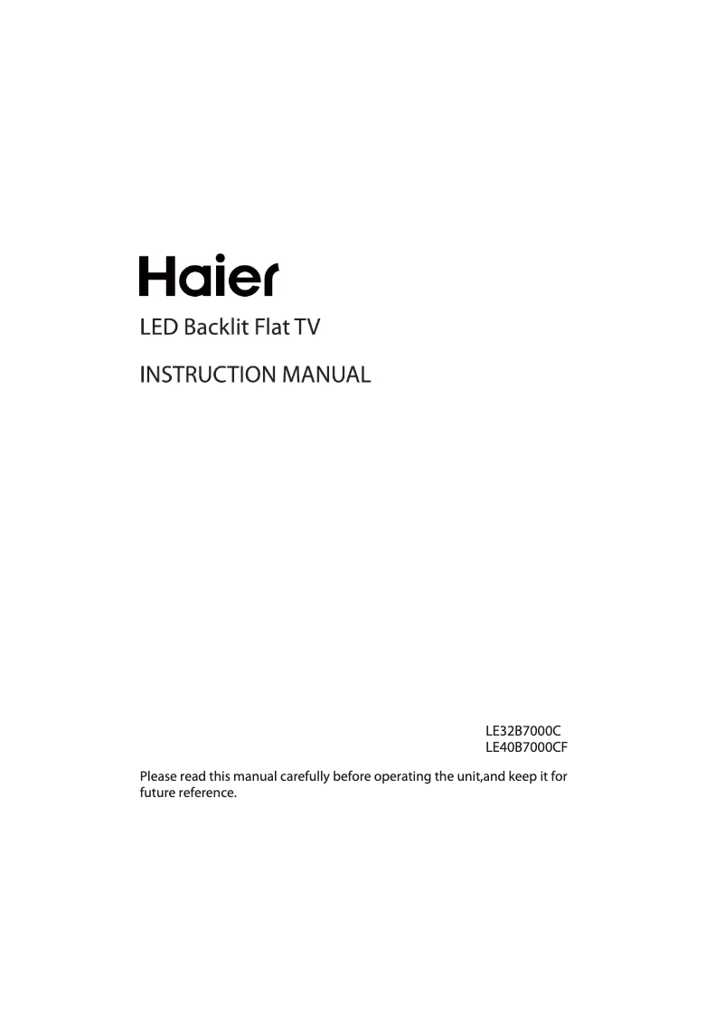 Page 1 of the manual User Manual Haier LE40B7000CF