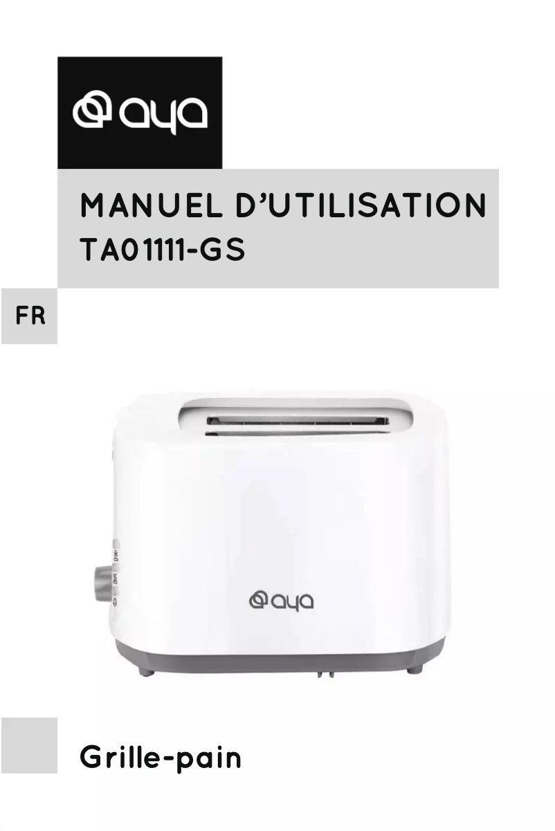 Page 1 of the manual User Manual AYA TA01111-GS