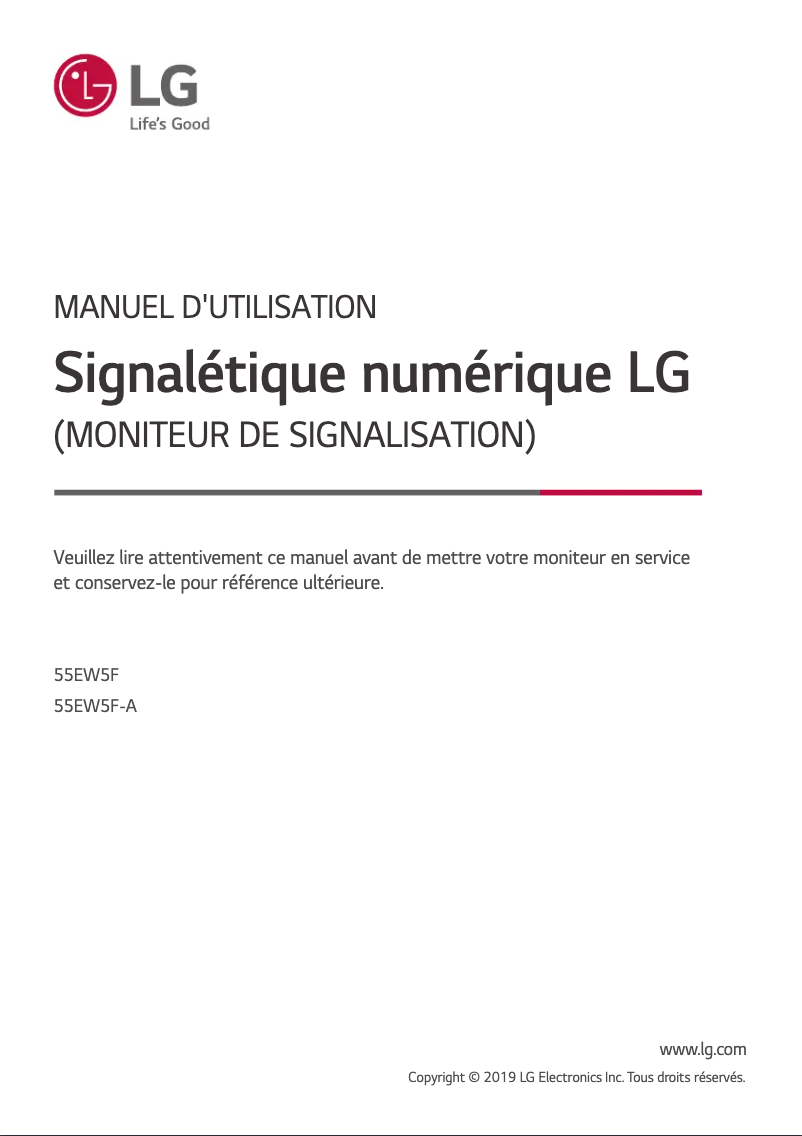 Page 1 of the manual User Manual LG 55EW5F
