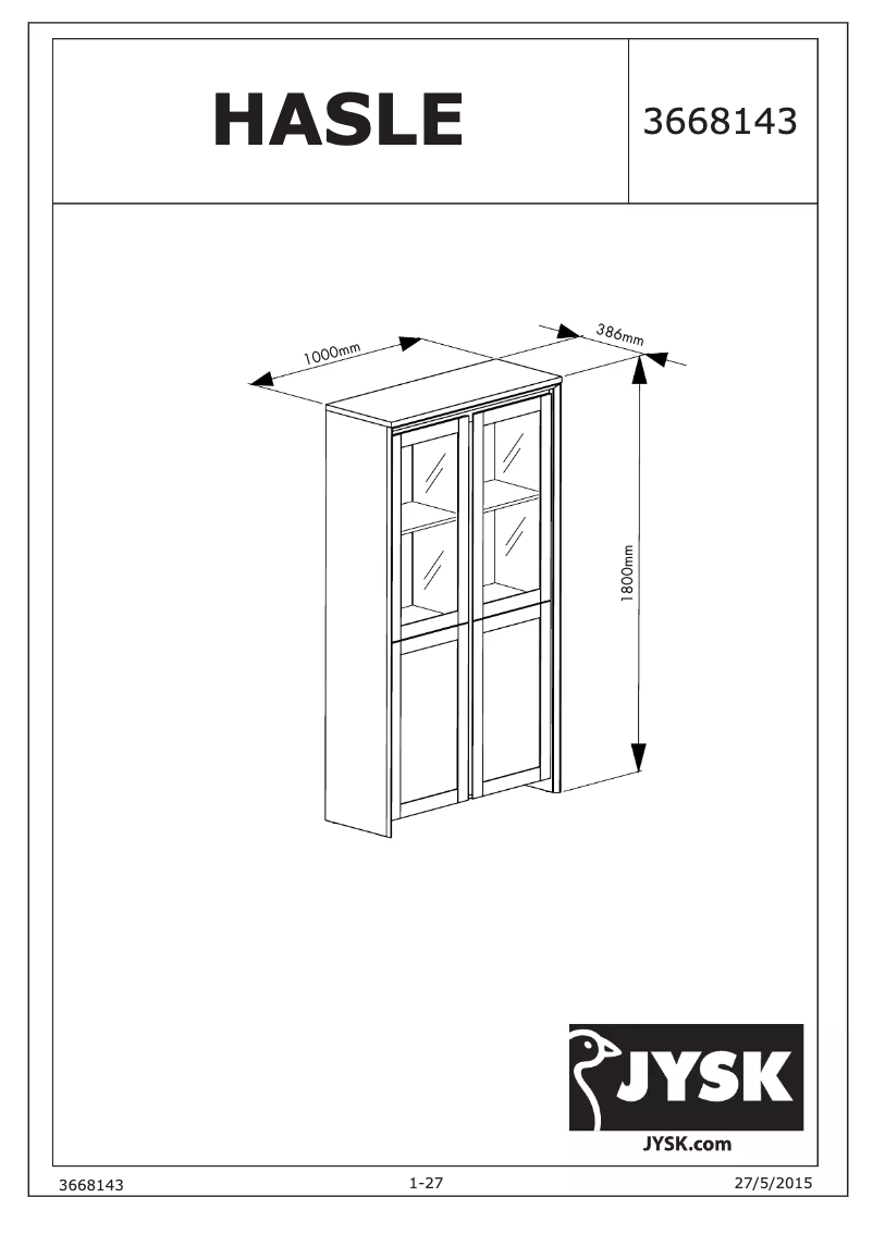 Page 1 of the manual User Manual JYSK Hasle (140x48x38)
