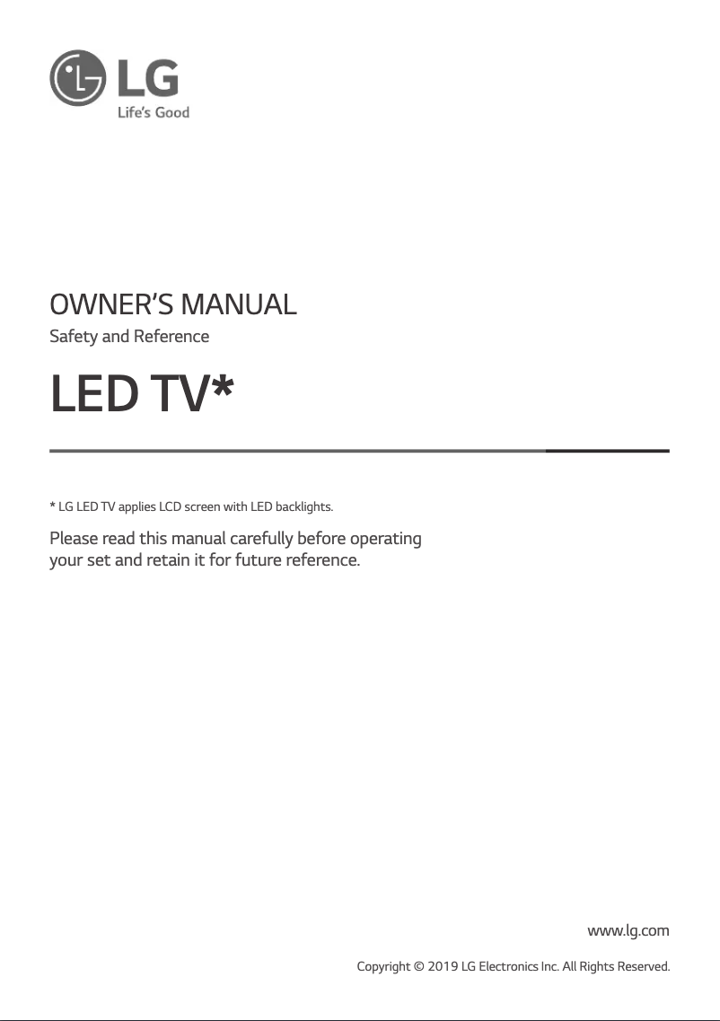 First page image of the manual for 55UM7600PCA