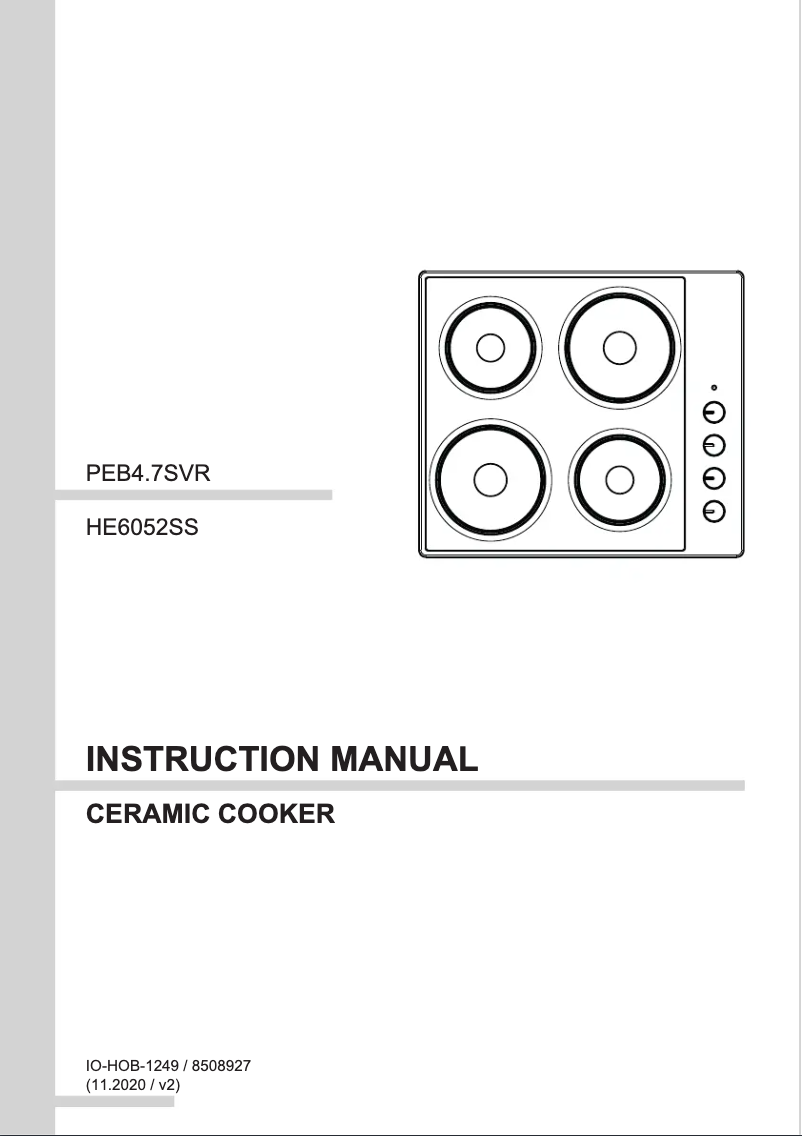 Page 1 of the manual User Manual CDA HE6052SS