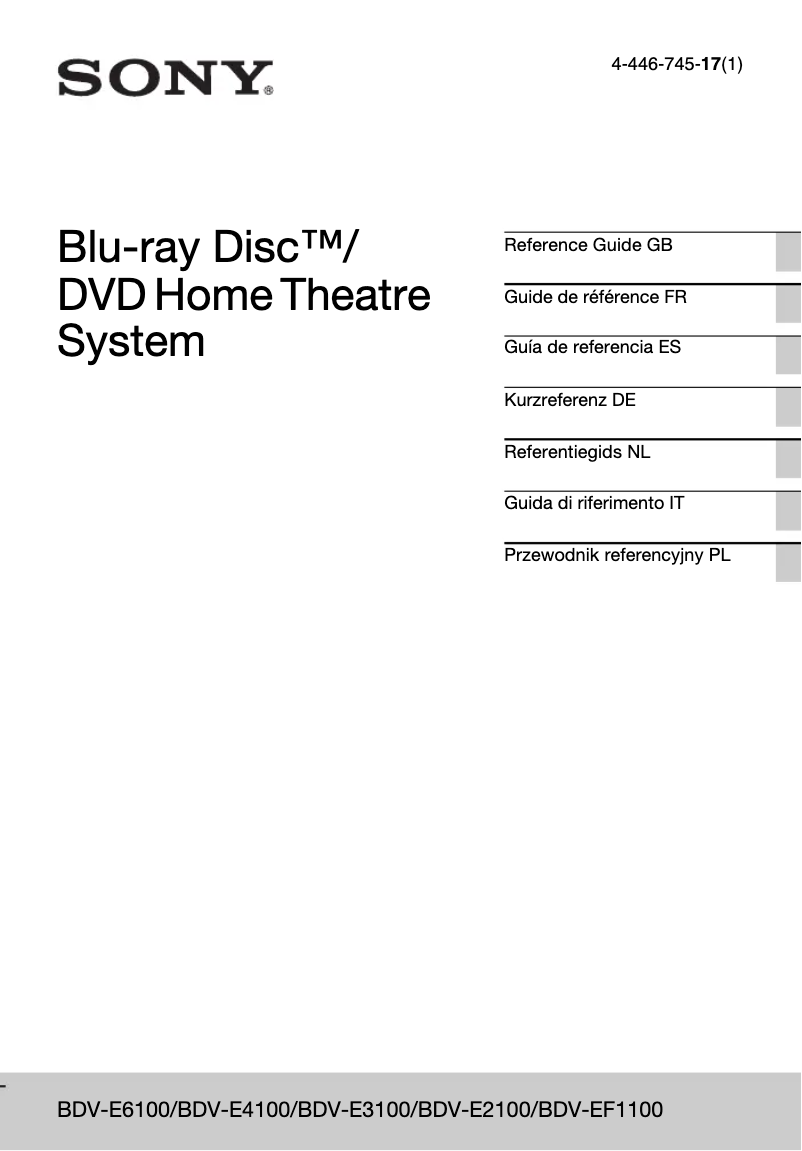 First page image of the manual for BDV-E3100