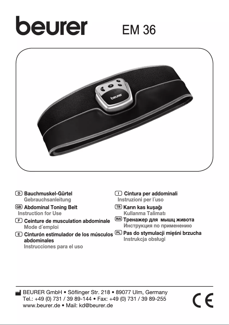 Page 1 of the manual User Manual Beurer EM 36