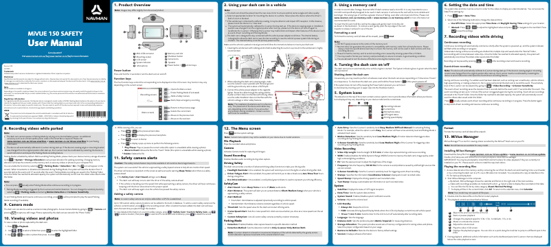 Page 1 of the manual User Manual Navman MiVue 150 SAFETY