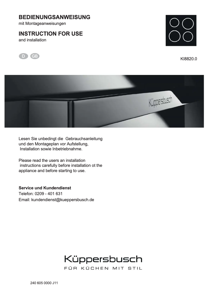 Image de la première page du manuel de l'appareil KI8820.0SR