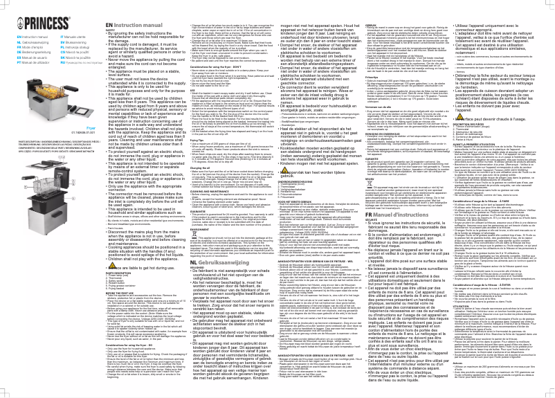 Page 1 of the manual User Manual Princess Fryer 182606
