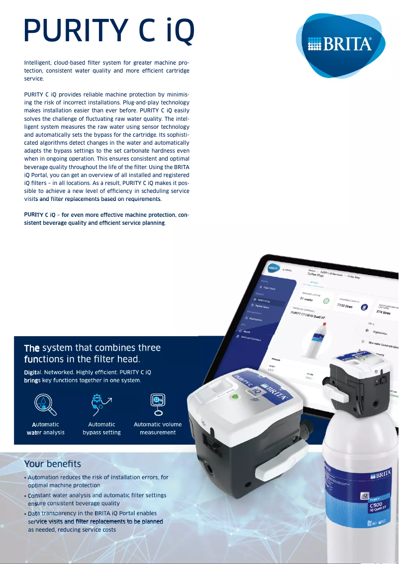 Page 1 of the manual Technical Sheet BRITA PURITY C iQ
