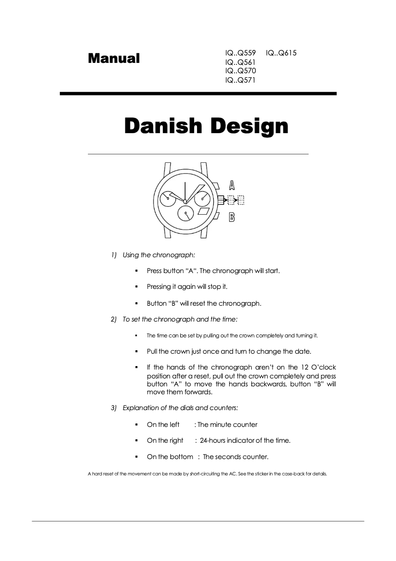 Page 1 of the manual User Manual Danish Design Q671