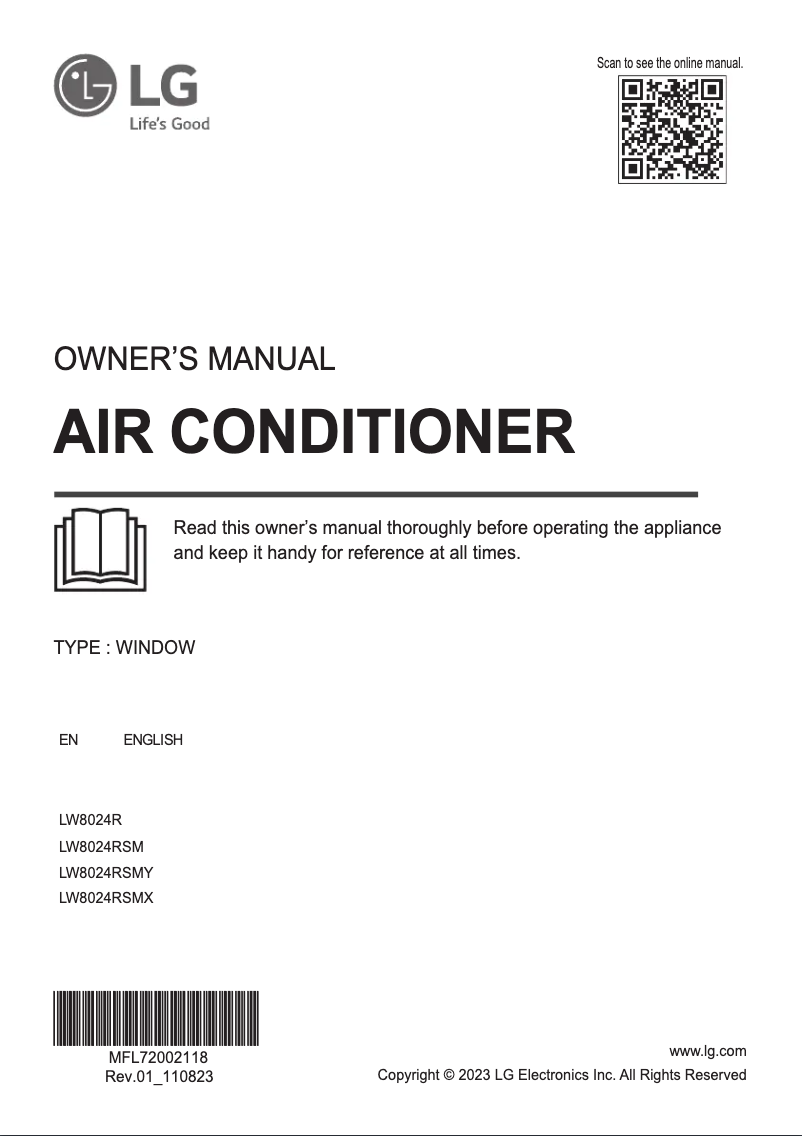 First page image of the manual for LW8024RSMX