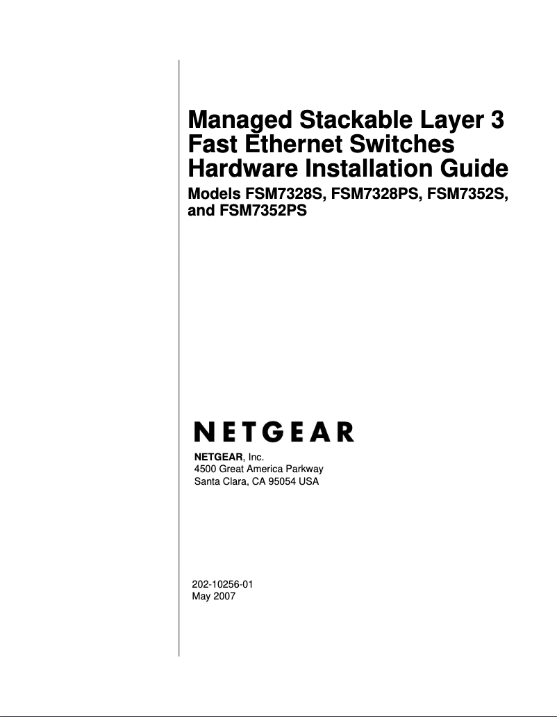 Page 1 of the manual Installation Guide Netgear FSM7352S