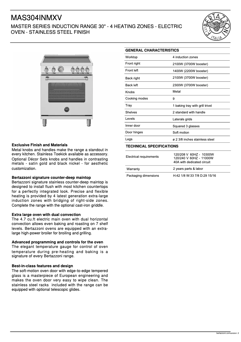 First page image of the manual for MAS304INMXV