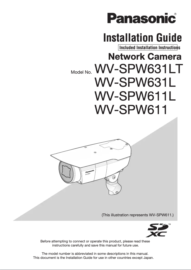 First page image of the manual for WV-SPW611