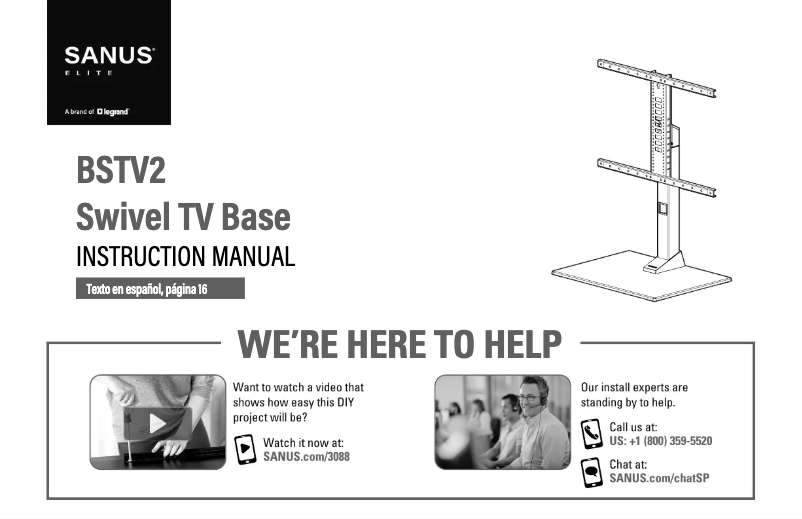 Page 1 of the manual User Manual Sanus BSTV2