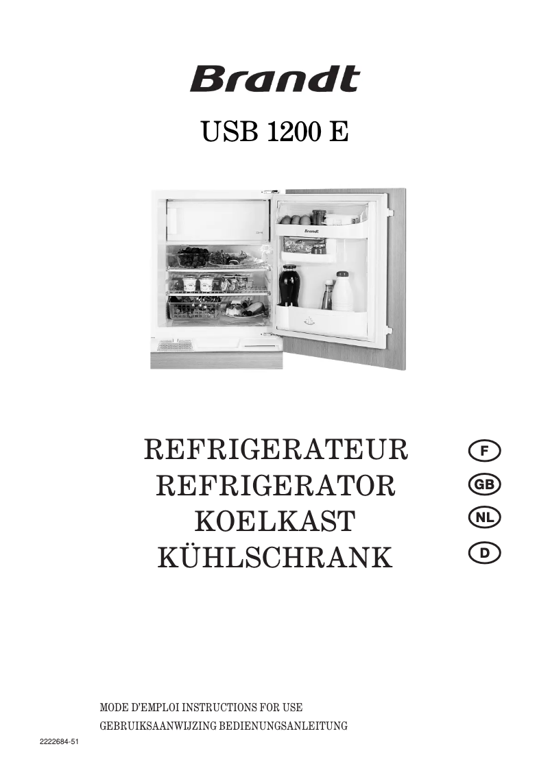 Page 1 de la notice Manuel utilisateur Brandt USB1200E