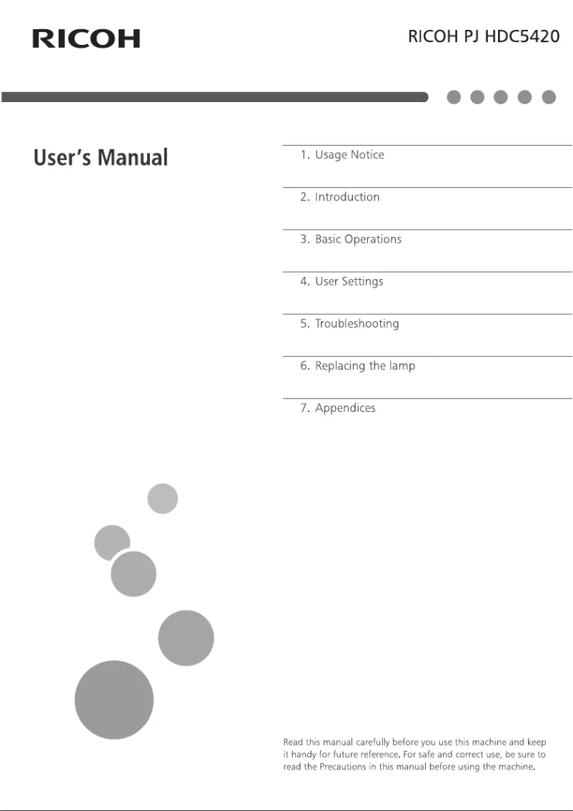 Page 1 of the manual User Manual Ricoh PJ HDC5420
