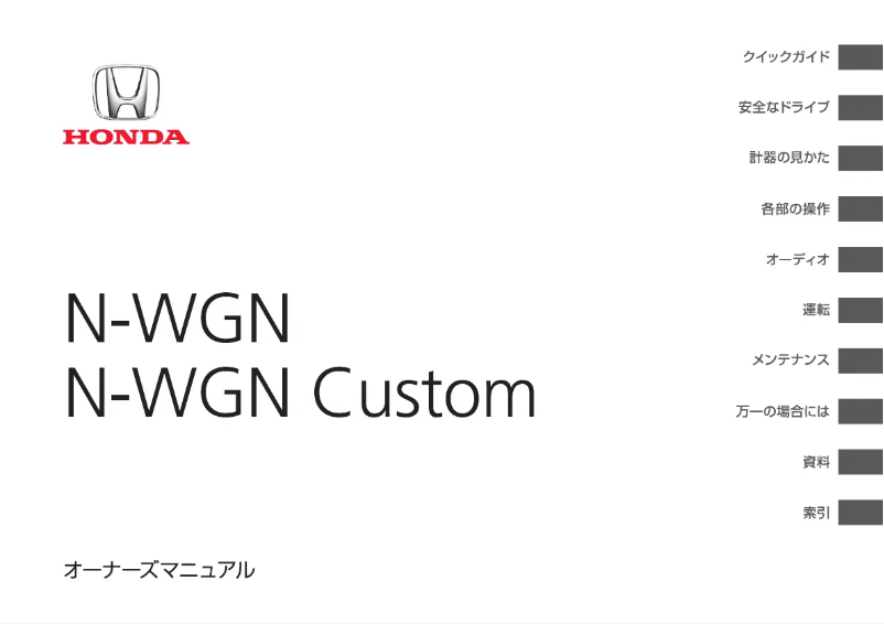 Page 1 of the manual User Manual Honda N-Wgn (2017)