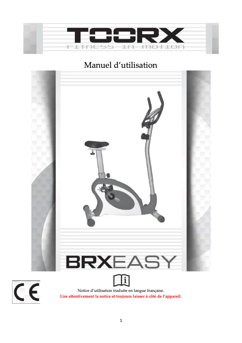 First page image of the manual for BRX Easy