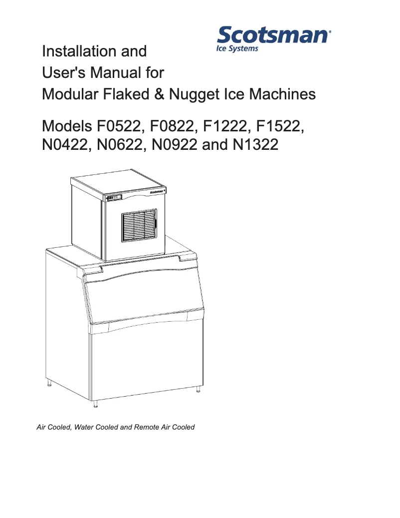 Page 1 of the manual User Manual Scotsman FS1222A-32