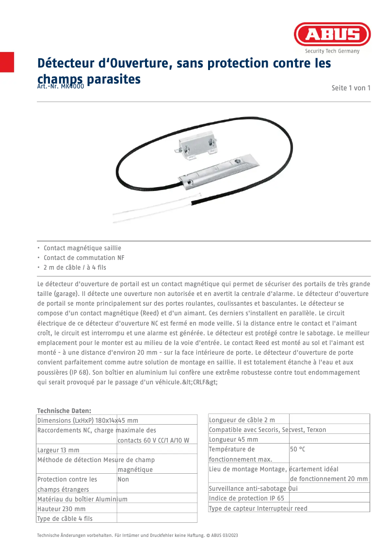 First page image of the manual for MK4000
