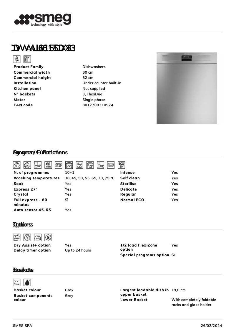 First page image of the manual for DWAU615DX3