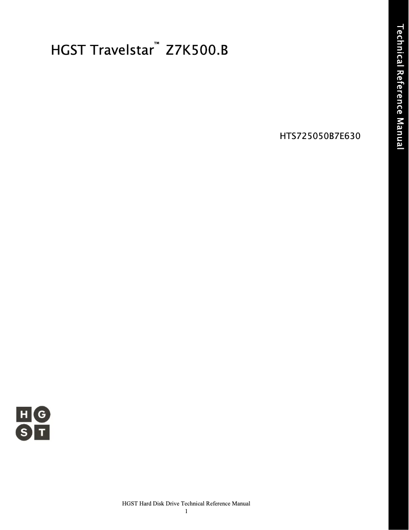 Page 1 of the manual User Manual HGST Travelstar Z7K500.B